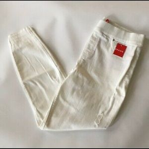 Spanx Distressed Denim Skinny White Legging Med